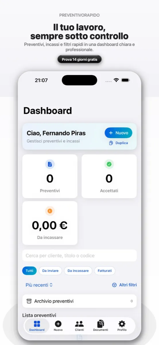 Screenshot di PreventivoRapido PRO